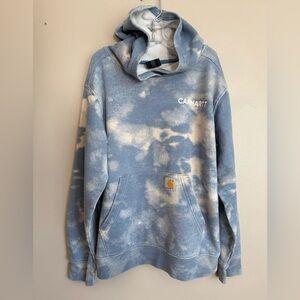 Carhartt Cream and Blue Hoodie boys size M (10-12)